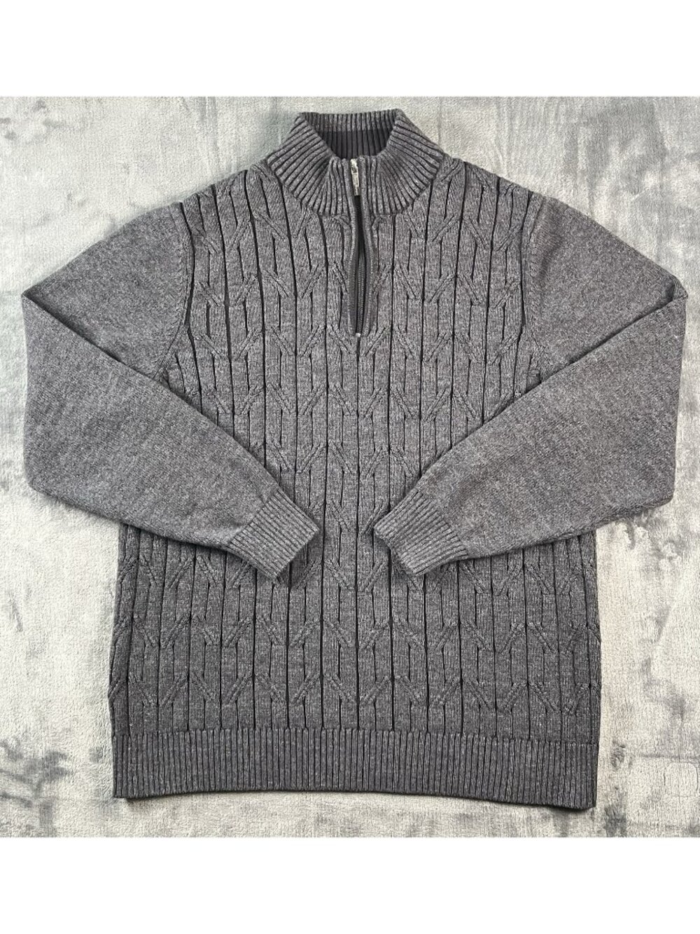Tommy Bahama Sweater Gray 1/4 Zip Cable Knit 100% Cotton Mens XL Casual - Picture 3 of 9